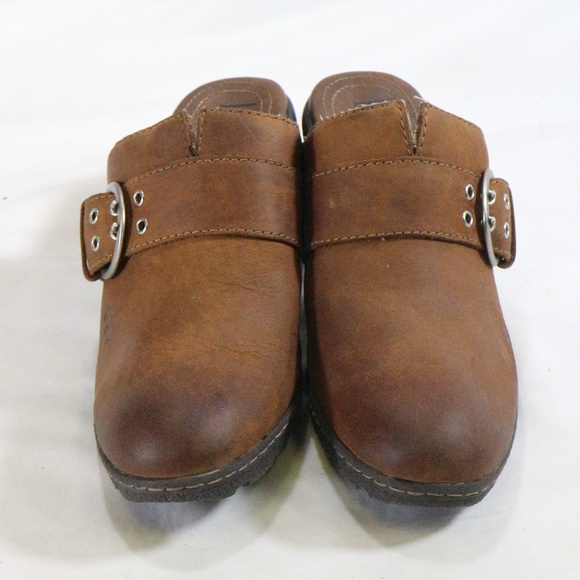 BORN SHOES Brown Leather Buckle Strap Mules Sz 7 US Women - Picture 5 of 8